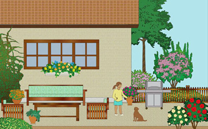 Small Patio with Furnishings and Plants